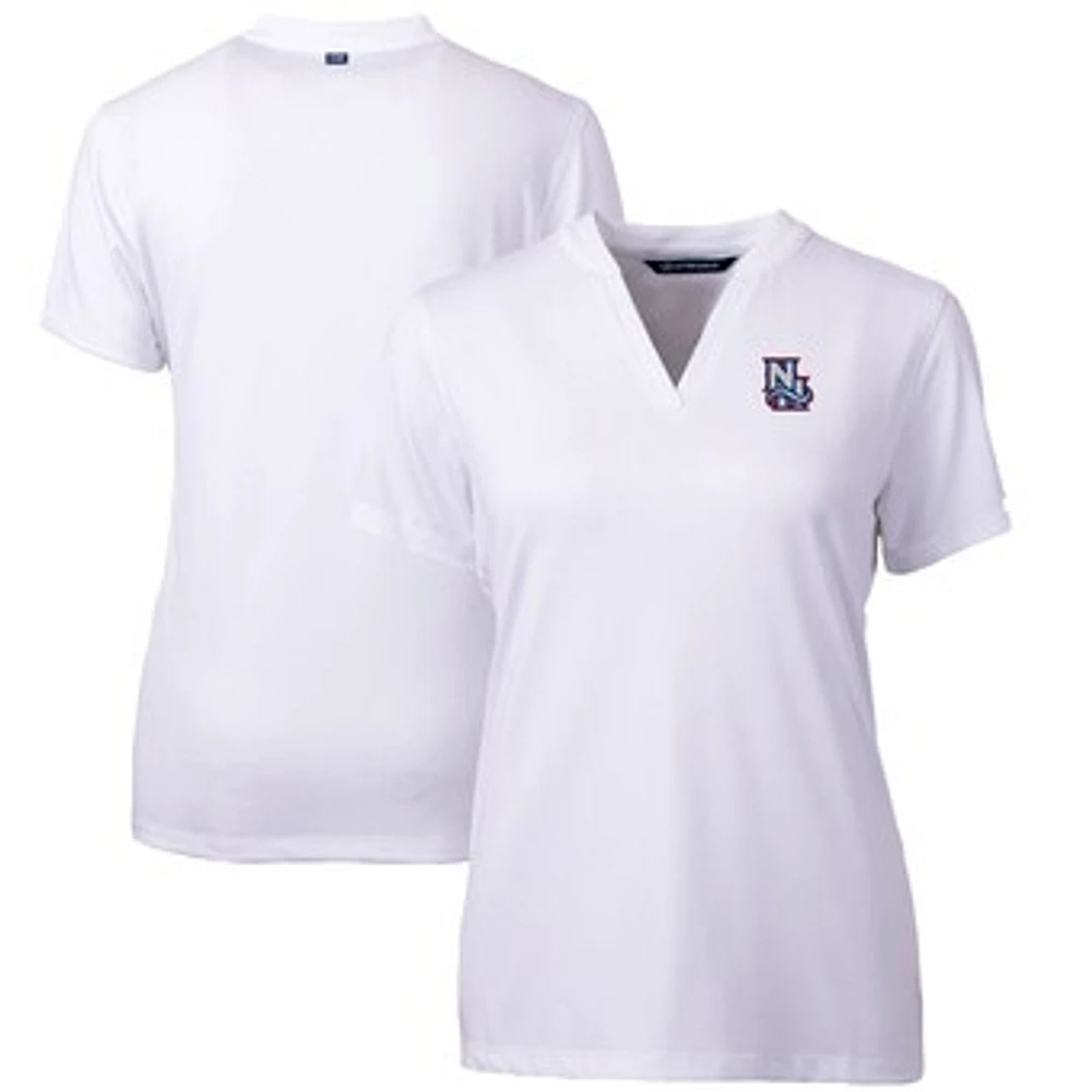Women's Cutter & Buck White New Hampshire Fisher Cats Forge DryTec Heathered Stretch Blade Top