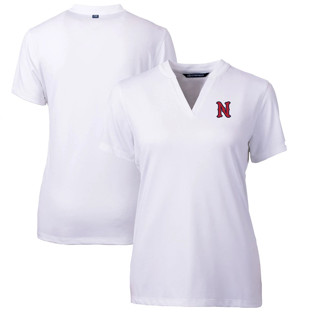Women's Cutter & Buck White Nashville Sounds Forge DryTec Heathered Stretch Blade Top