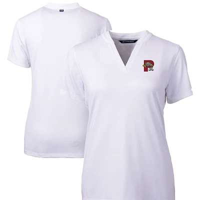 Women's Cutter & Buck White Portland Sea Dogs Forge DryTec Heathered Stretch Blade Top