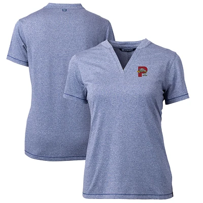 Women's Cutter & Buck Heather Navy Portland Sea Dogs Forge DryTec Heathered Stretch Blade Top