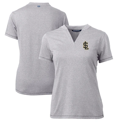 Women's Cutter & Buck Heather Gray Salt Lake Bees Forge DryTec Heathered Stretch Blade Top