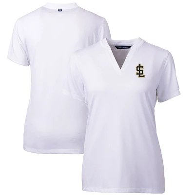 Women's Cutter & Buck White Salt Lake Bees Forge DryTec Heathered Stretch Blade Top