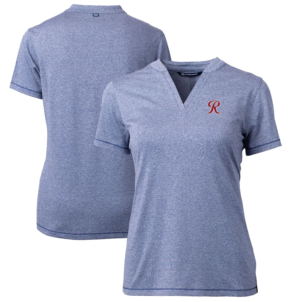Women's Cutter & Buck Heather Navy Tacoma Rainiers Forge DryTec Heathered Stretch Blade Top