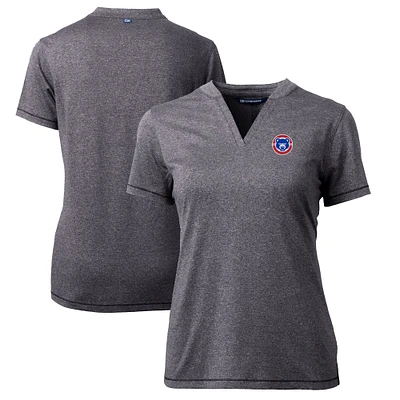Women's Cutter & Buck Heather Charcoal South Bend Cubs Forge DryTec Heathered Stretch Blade Top