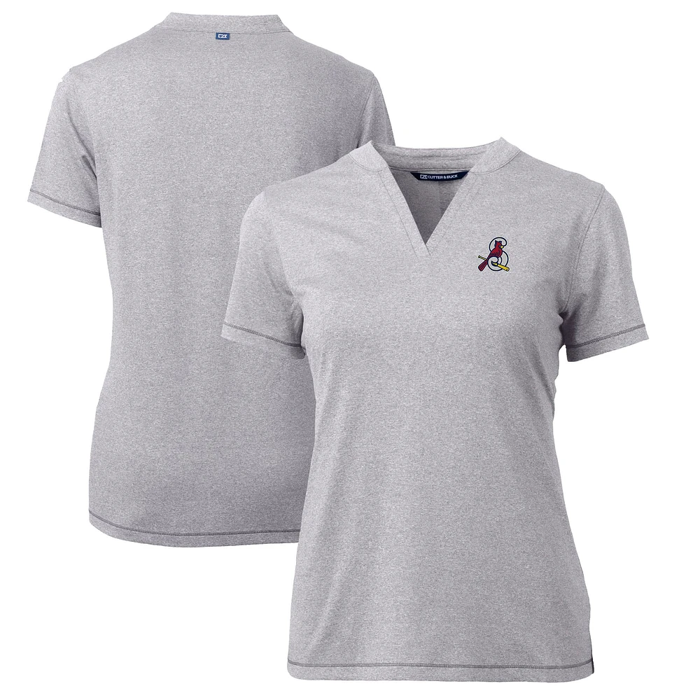 Women's Cutter & Buck Heather Gray Springfield Cardinals Forge DryTec Heathered Stretch Blade Top