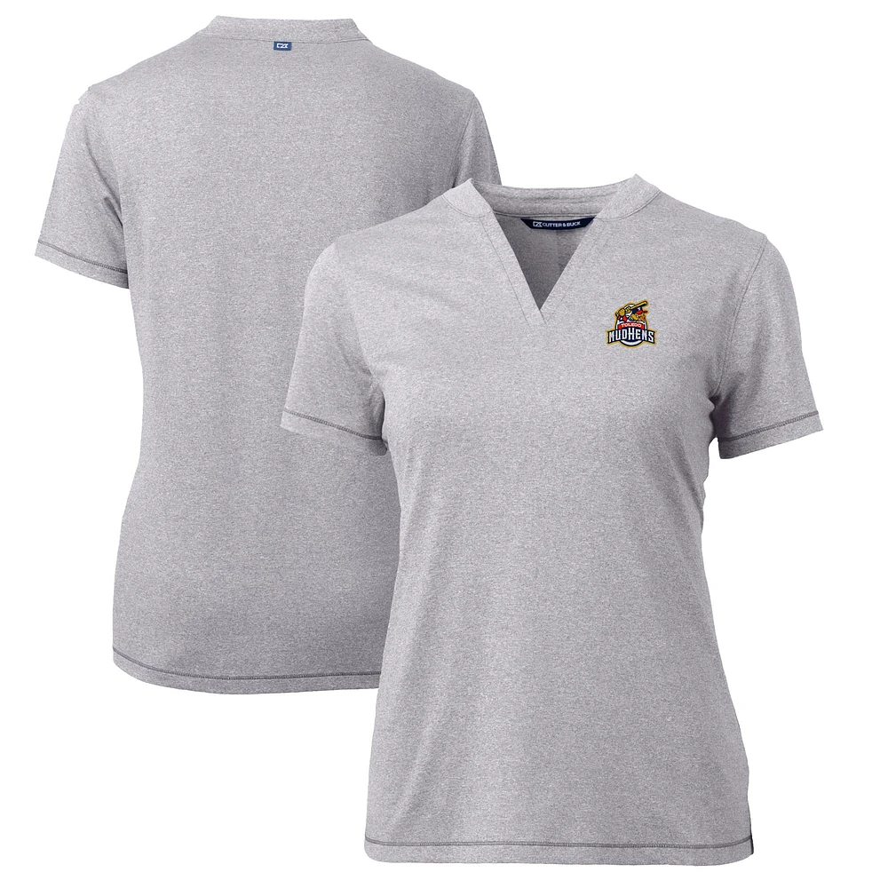 Women's Cutter & Buck Heather Gray Toledo Mud Hens Forge DryTec Heathered Stretch Blade Top