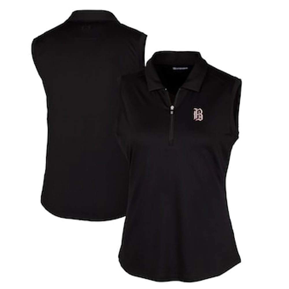 Women's Cutter & Buck Black Birmingham Barons Forge DryTec Stretch Sleeveless Polo