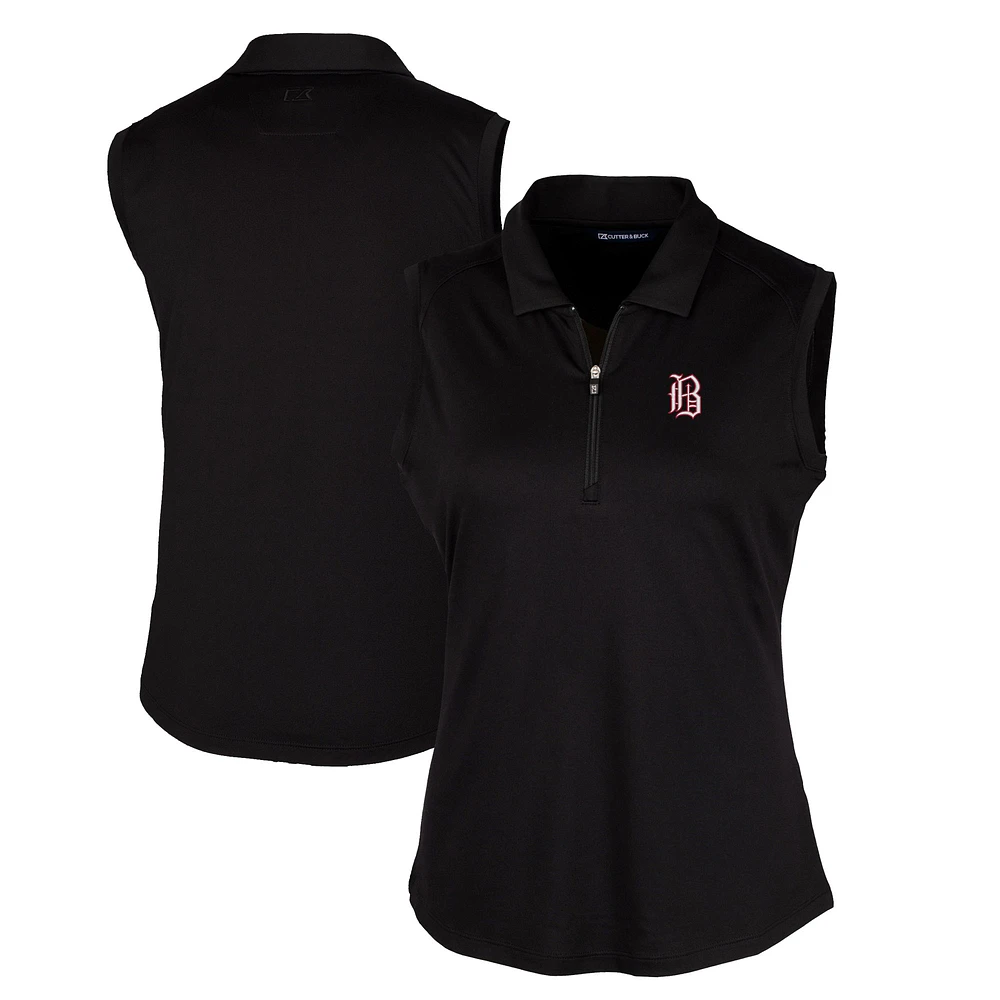 Women's Cutter & Buck Black Birmingham Barons Forge DryTec Stretch Sleeveless Polo