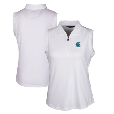 Women's Cutter & Buck White Charlotte Knights Forge DryTec Stretch Sleeveless Polo