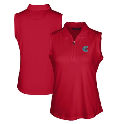 Women's Cutter & Buck Red Charlotte Knights Forge DryTec Stretch Sleeveless Polo