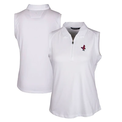 Women's Cutter & Buck White Memphis Redbirds Forge DryTec Stretch Sleeveless Polo