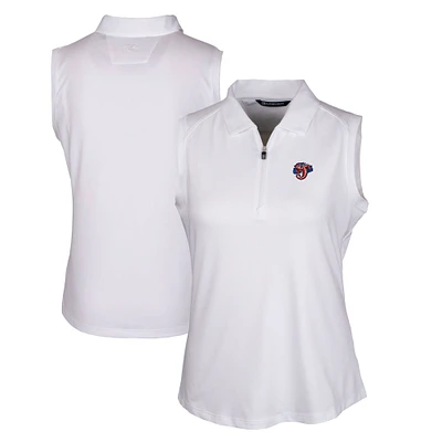 Women's Cutter & Buck White Jacksonville Jumbo Shrimp Forge DryTec Stretch Sleeveless Polo