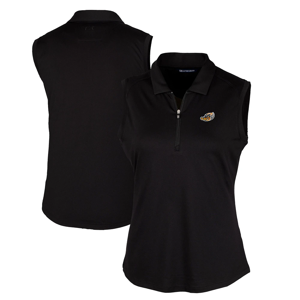 Women's Cutter & Buck Black Akron RubberDucks Forge DryTec Stretch Sleeveless Polo