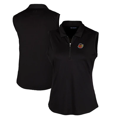 Women's Cutter & Buck Black Rochester Red Wings Forge DryTec Stretch Sleeveless Polo