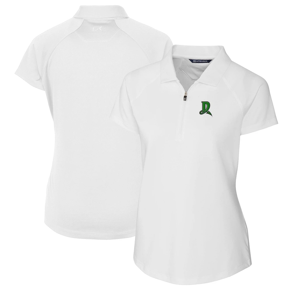 Women's Cutter & Buck White Dayton Dragons Forge DryTec Raglan Stretch Polo