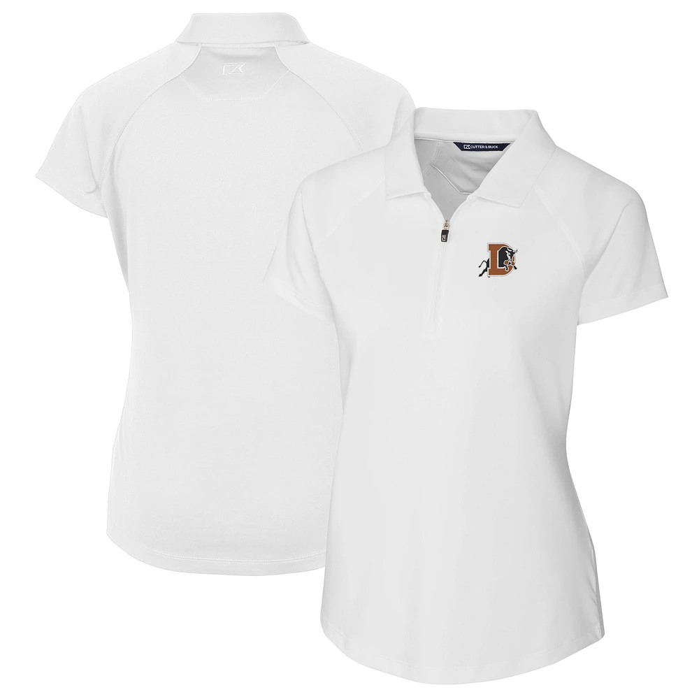 Women's Cutter & Buck White Durham Bulls Forge DryTec Raglan Stretch Polo