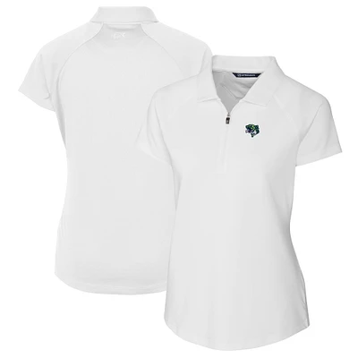 Women's Cutter & Buck White Gwinnett Stripers Forge DryTec Raglan Stretch Polo