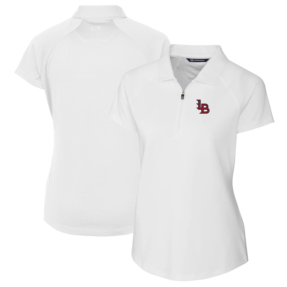 Women's Cutter & Buck White Louisville Bats Forge DryTec Raglan Stretch Polo
