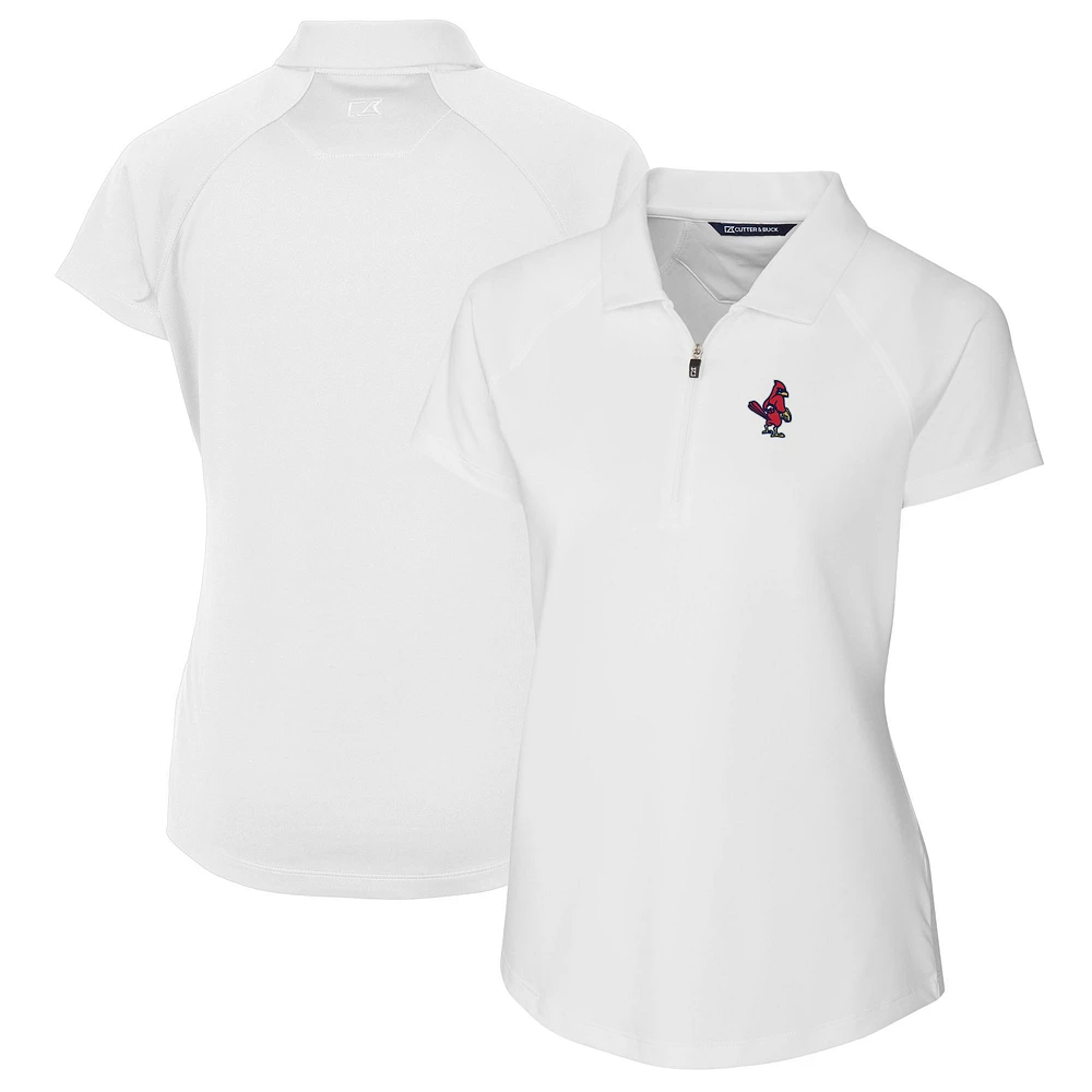 Women's Cutter & Buck White Memphis Redbirds Forge DryTec Raglan Stretch Polo