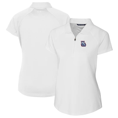 Women's Cutter & Buck White New Hampshire Fisher Cats Forge DryTec Raglan Stretch Polo
