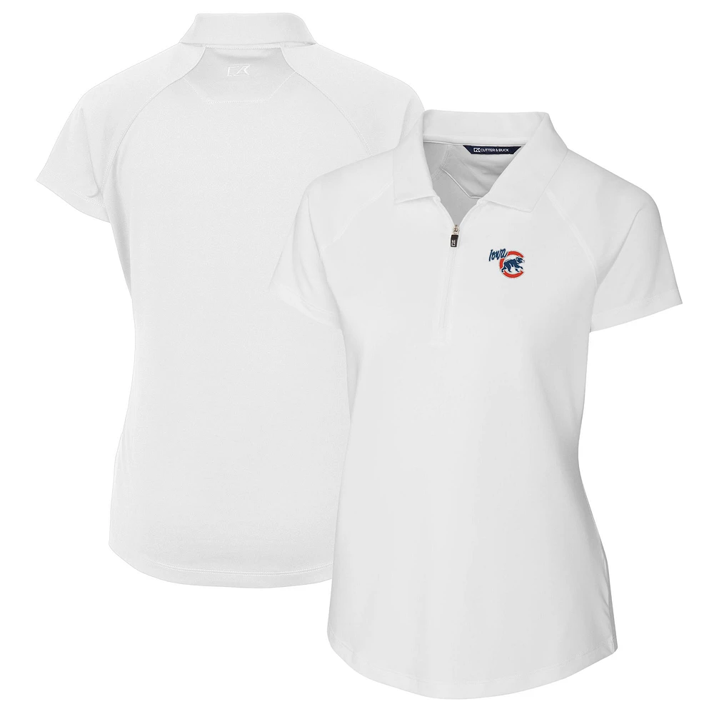 Women's Cutter & Buck White Iowa Cubs Forge DryTec Raglan Stretch Polo