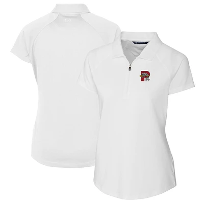 Women's Cutter & Buck White Portland Sea Dogs Forge DryTec Raglan Stretch Polo