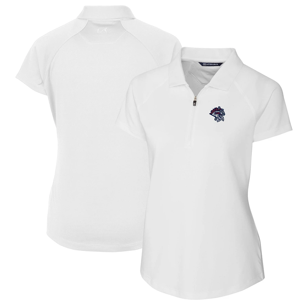Women's Cutter & Buck White Binghamton Rumble Ponies Forge DryTec Raglan Stretch Polo
