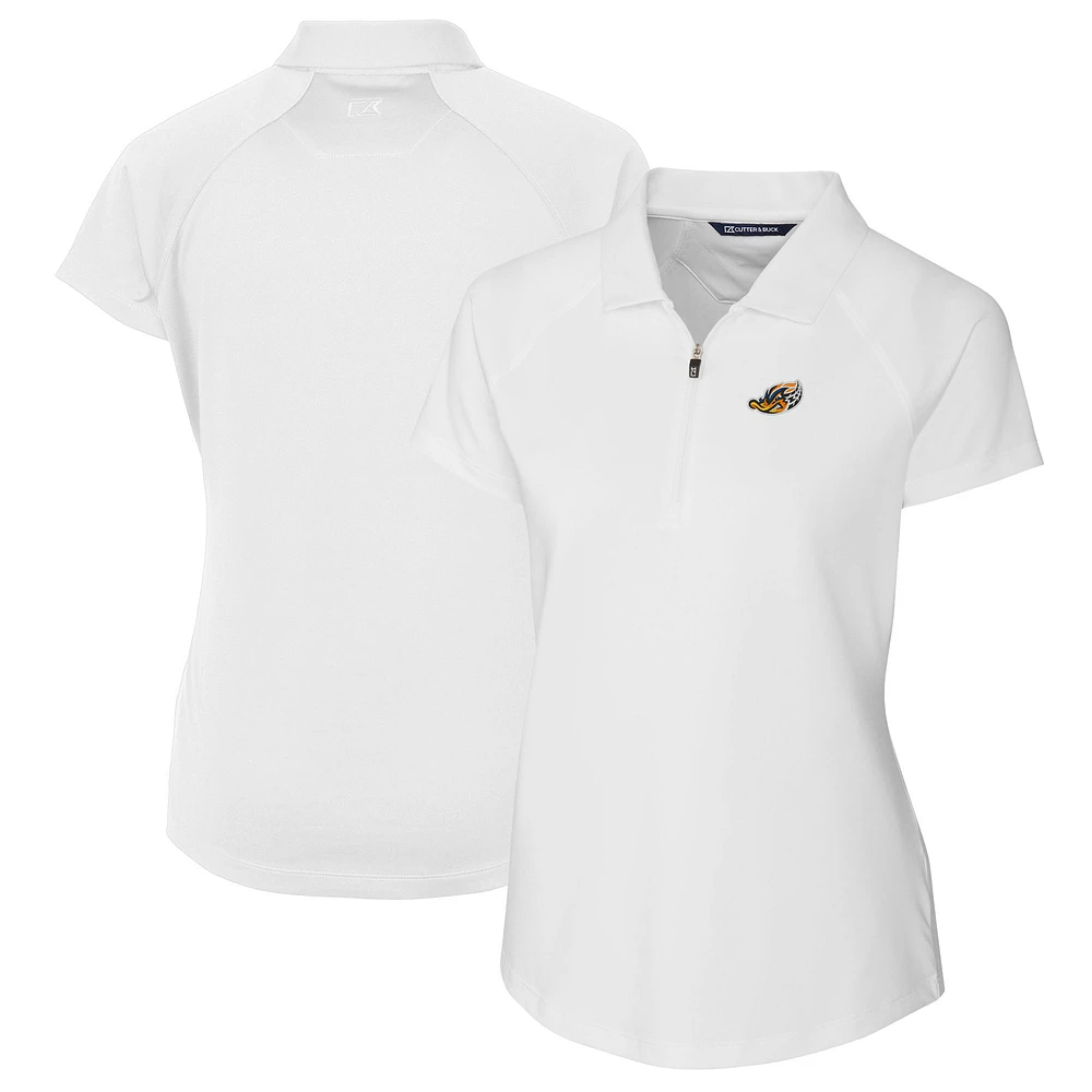 Women's Cutter & Buck White Akron RubberDucks Forge DryTec Raglan Stretch Polo