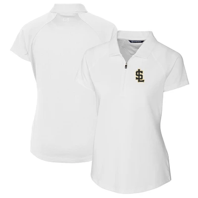 Women's Cutter & Buck White Salt Lake Bees Forge DryTec Raglan Stretch Polo