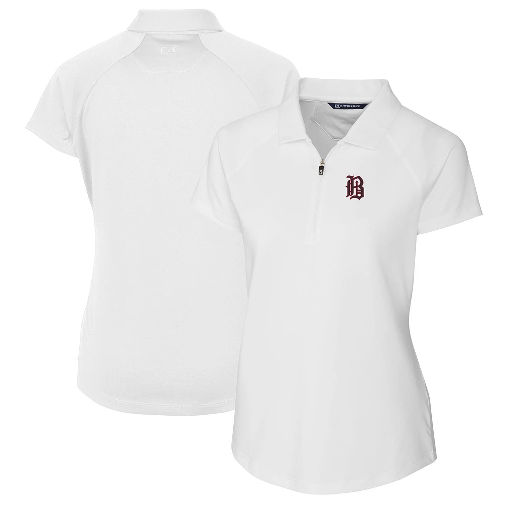 Women's Cutter & Buck White Birmingham Barons Forge DryTec Raglan Stretch Polo