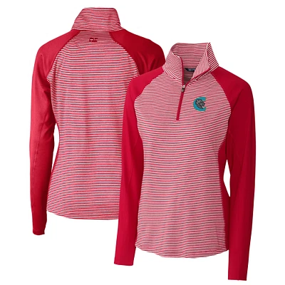 Women's Cutter & Buck Charlotte Knights Forge DryTec Tonal Stripe Stretch Half-Zip Top