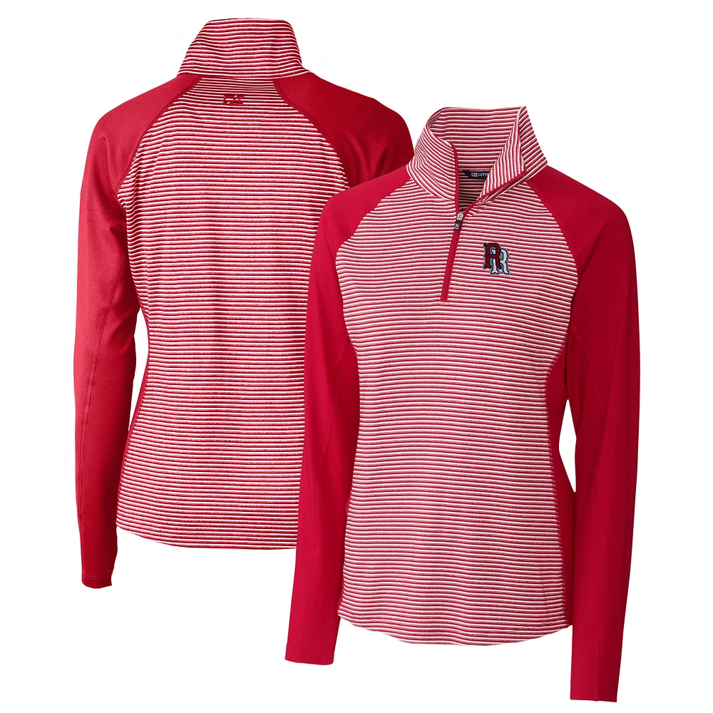 Women's Cutter & Buck Round Rock Express Forge DryTec Tonal Stripe Stretch Half-Zip Top