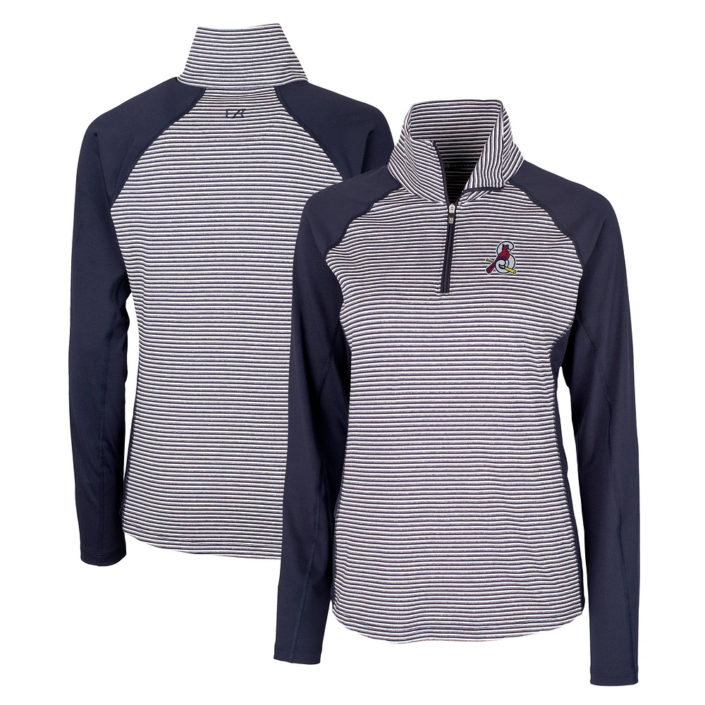 Women's Cutter & Buck Navy Springfield Cardinals Forge DryTec Tonal Stripe Stretch Half-Zip Top