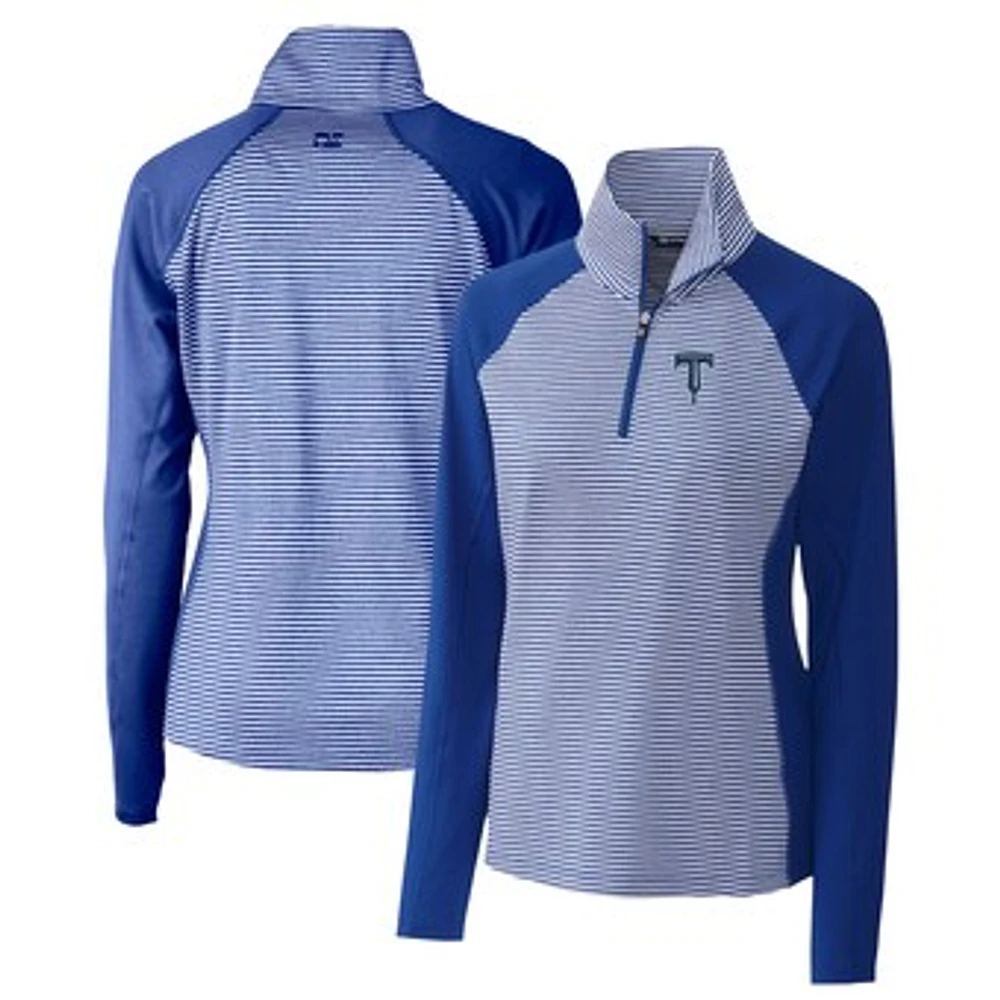 Women's Cutter & Buck Blue Tulsa Drillers Forge DryTec Tonal Stripe Stretch Half-Zip Top