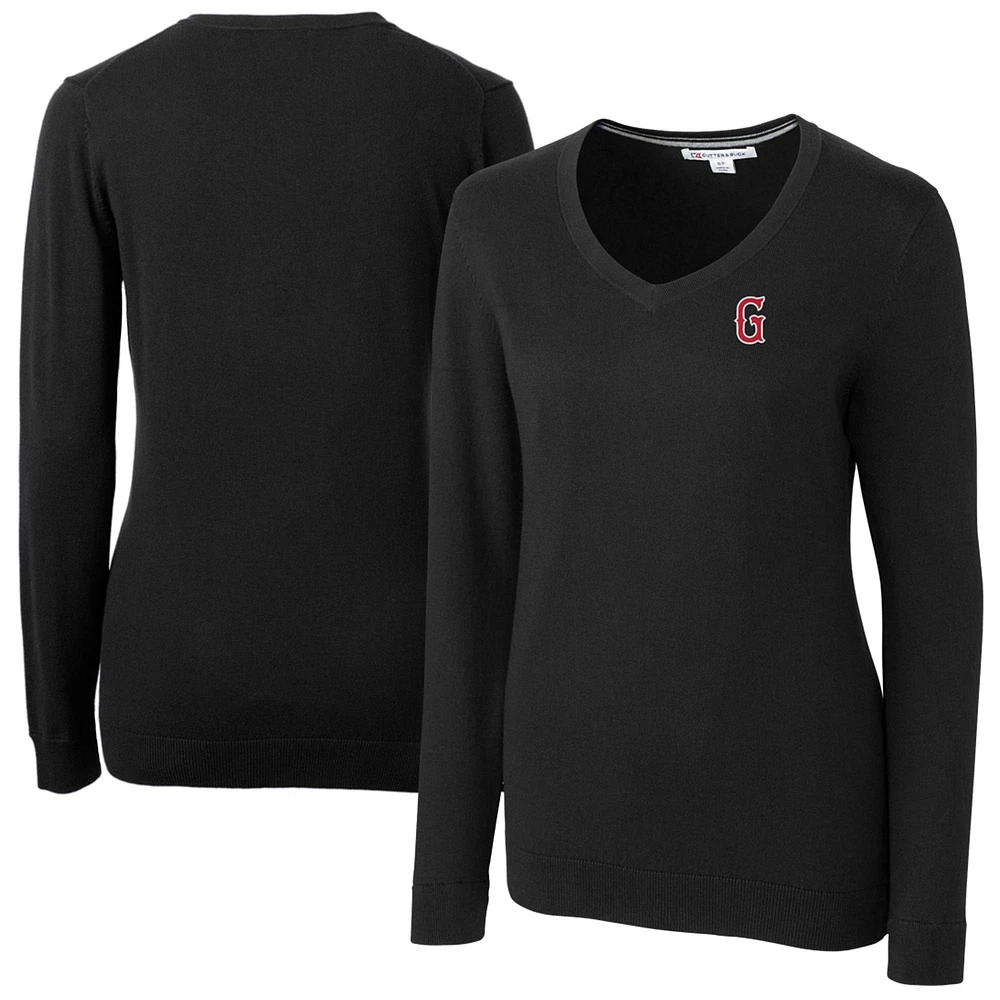 Women's Cutter & Buck Black Greenville Drive Lakemont Tri-Blend V-Neck Pullover Sweater