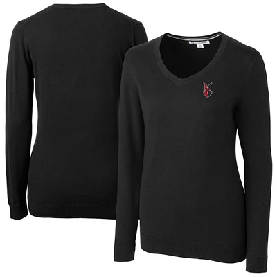 Women's Cutter & Buck  Black Indianapolis Indians Lakemont Tri-Blend V-Neck Pullover Sweater