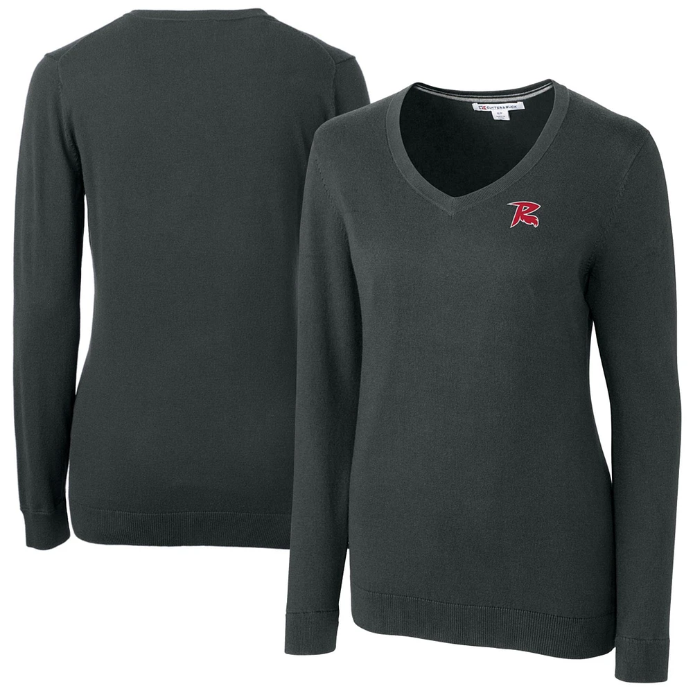Women's Cutter & Buck Heather Charcoal Richmond Flying Squirrels Lakemont Tri-Blend V-Neck Pullover Sweater