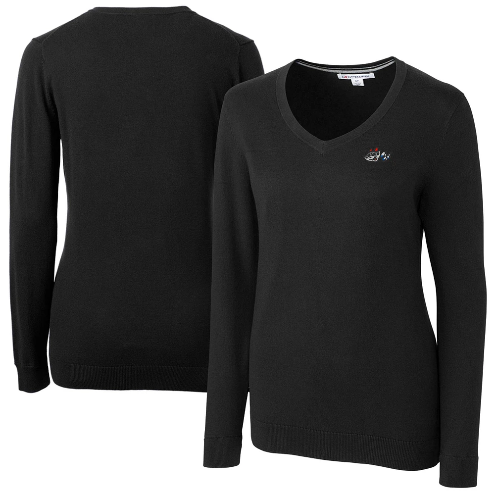 Women's Cutter & Buck Black Rocket City Trash Pandas Lakemont Tri-Blend V-Neck Pullover Sweater