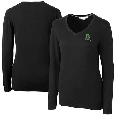 Women's Cutter & Buck  Black Dayton Dragons Lakemont Tri-Blend V-Neck Pullover Sweater