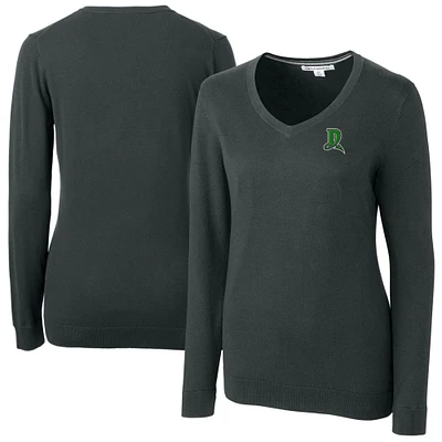 Women's Cutter & Buck Heather Charcoal Dayton Dragons Lakemont Tri-Blend V-Neck Pullover Sweater