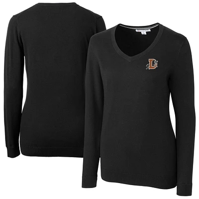 Women's Cutter & Buck Black Durham Bulls Lakemont Tri-Blend V-Neck Pullover Sweater