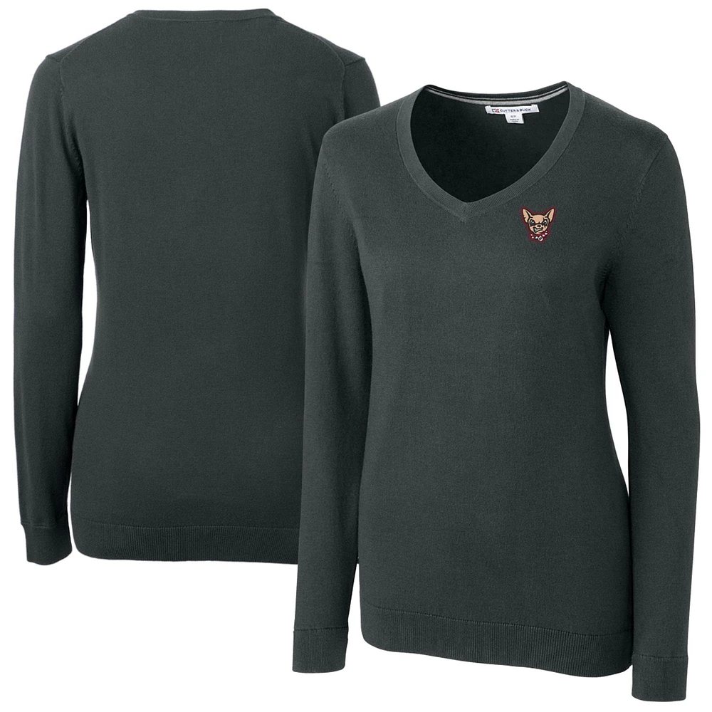 Women's Cutter & Buck Heather Charcoal El Paso Chihuahuas Lakemont Tri-Blend V-Neck Pullover Sweater