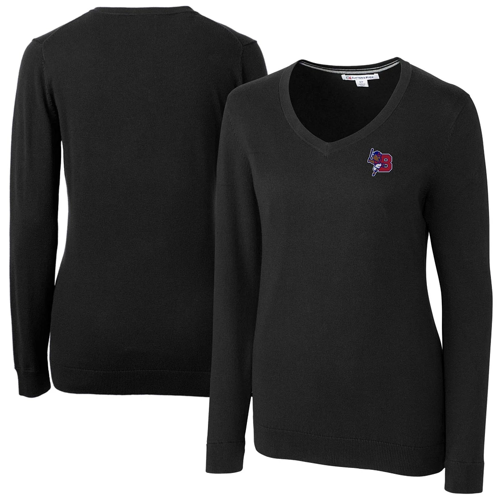 Women's Cutter & Buck Black Buffalo Bisons Lakemont Tri-Blend V-Neck Pullover Sweater