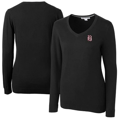 Women's Cutter & Buck Black Birmingham Barons Lakemont Tri-Blend V-Neck Pullover Sweater