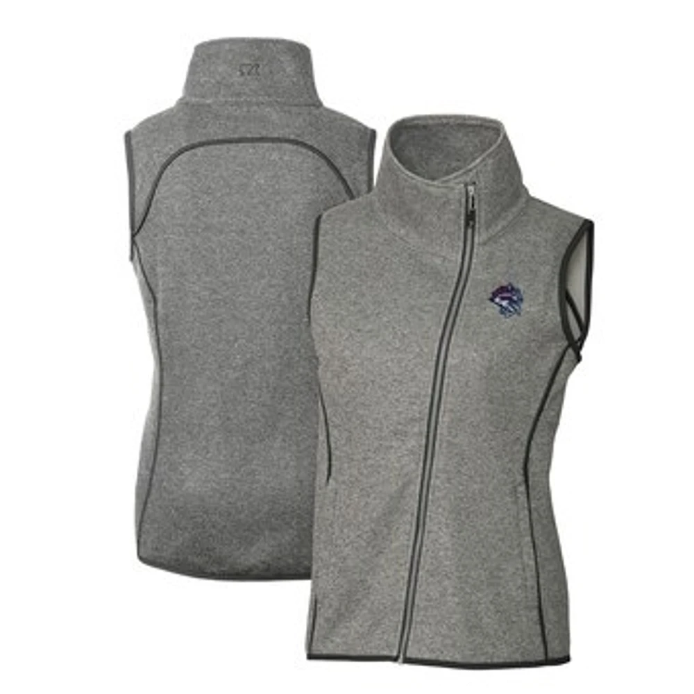 Women's Cutter & Buck Heather Binghamton Rumble Ponies Mainsail Sweater Knit Asymmetrical Full-Zip Vest