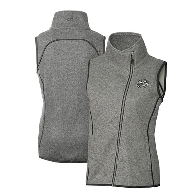 Women's Cutter & Buck Heather Omaha Storm Chasers Mainsail Sweater Knit Asymmetrical Full-Zip Vest