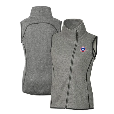 Women's Cutter & Buck Heather South Bend Cubs Mainsail Sweater Knit Asymmetrical Full-Zip Vest