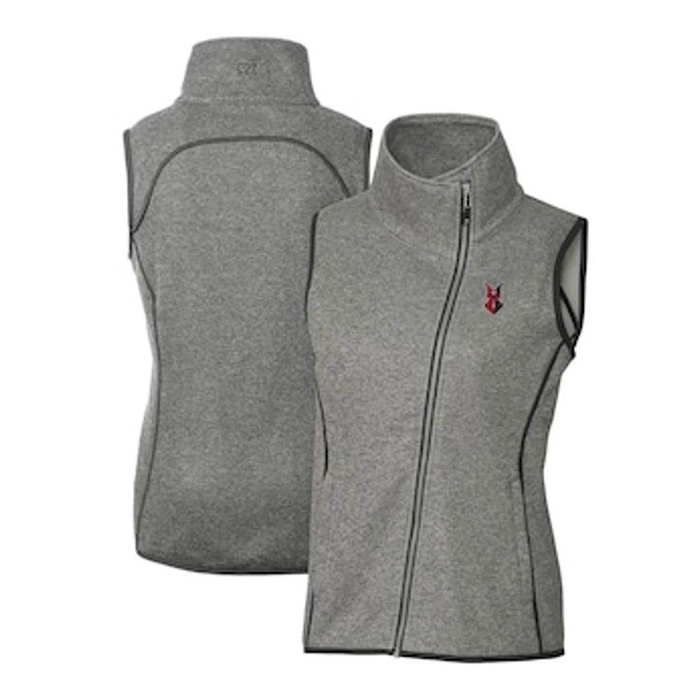 Women's Cutter & Buck Heather Indianapolis Indians Mainsail Sweater Knit Asymmetrical Full-Zip Vest