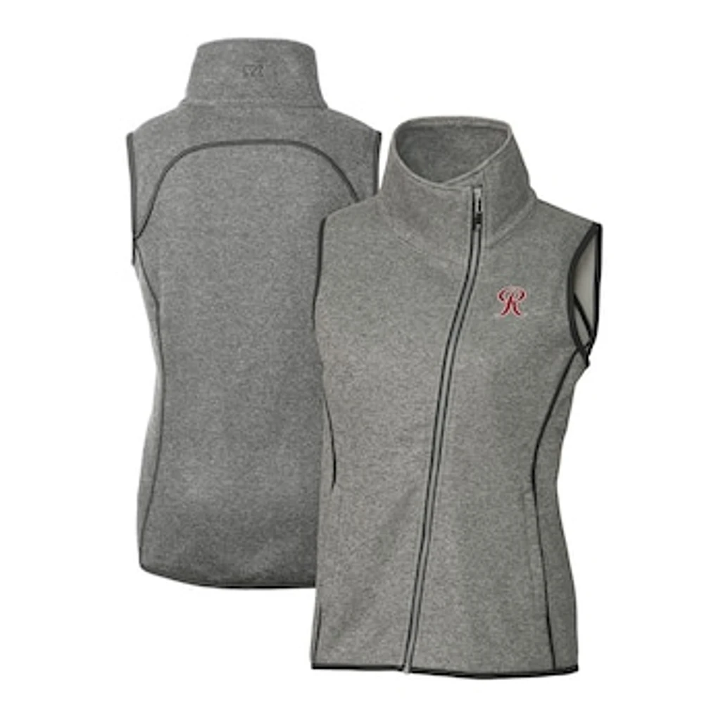 Women's Cutter & Buck Heather Gray Tacoma Rainiers Mainsail Sweater Knit Asymmetrical Full-Zip Vest