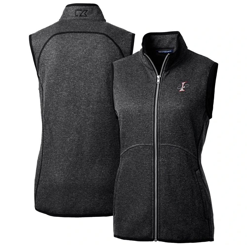 Women's Cutter & Buck Heather Charcoal Albuquerque Isotopes Mainsail Sweater Knit Full-Zip Vest